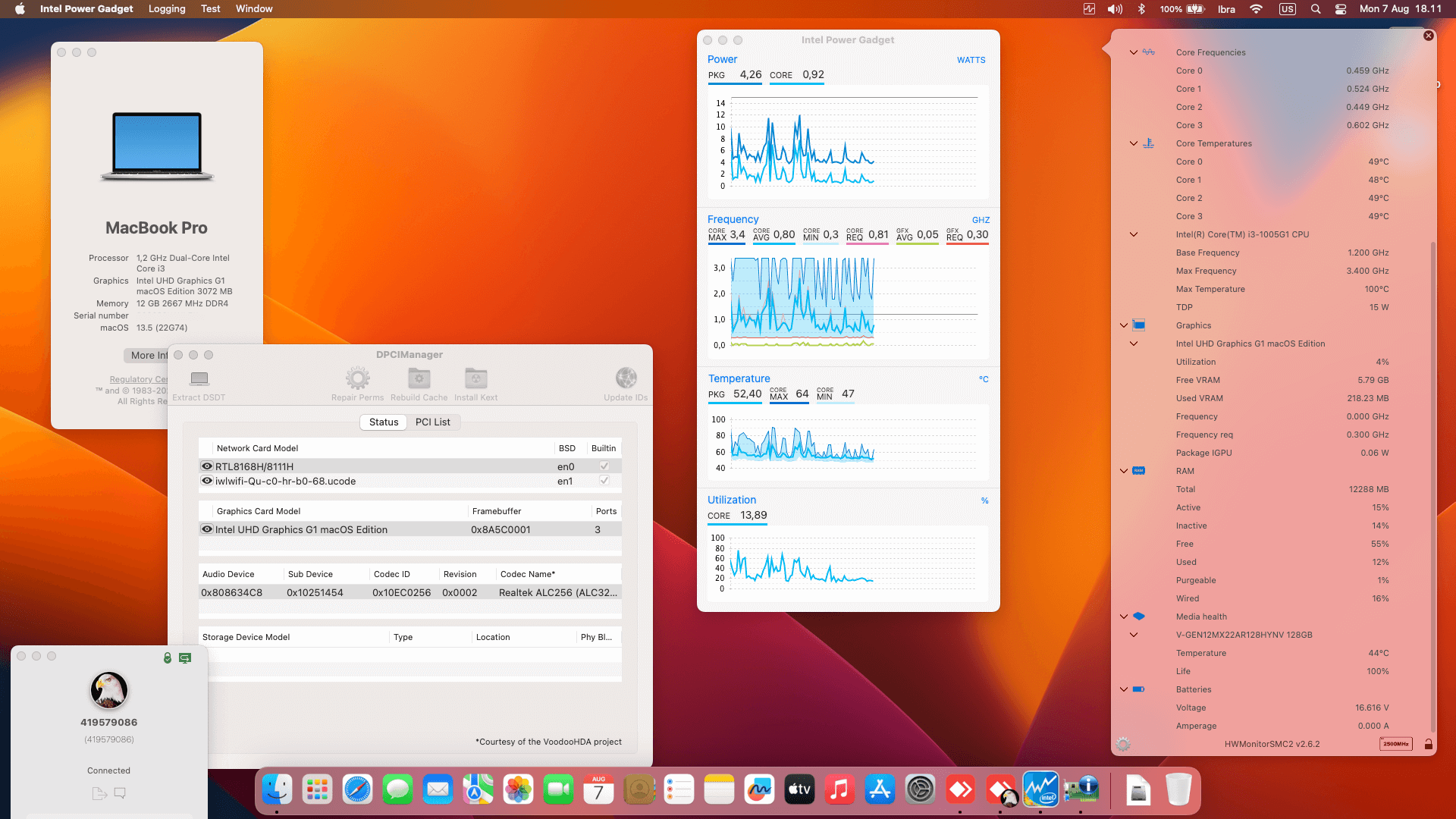 Success Hackintosh macOS Ventura 13.5 Build 22G74 in Acer Aspire 5 A514-53-3852